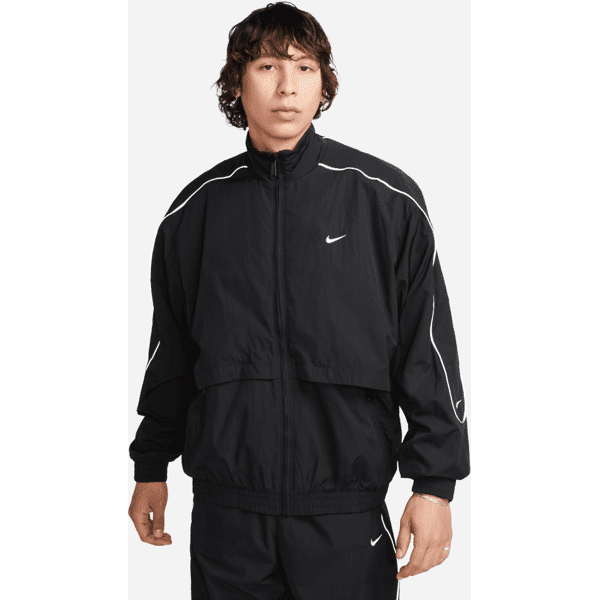 nike track jacket in tessuto  sportswear solo swoosh – uomo - nero