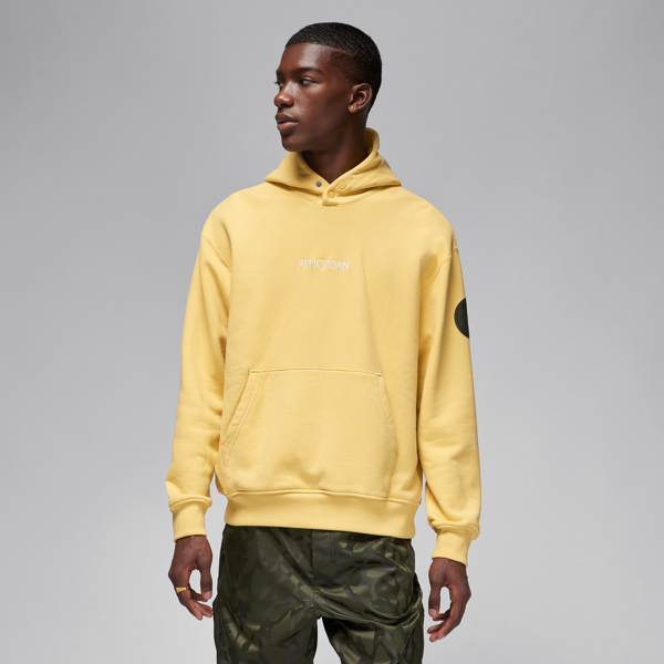 nike felpa pullover in fleece con cappuccio wordmark paris saint-germain – uomo - giallo