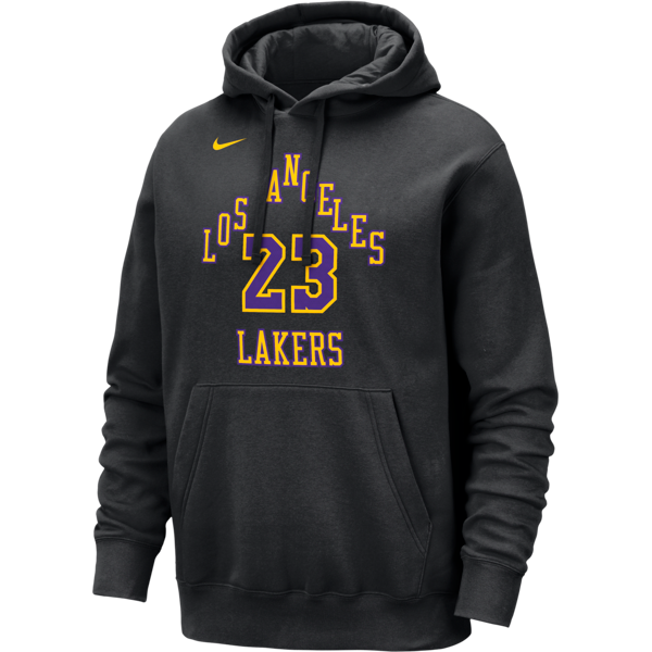 nike felpa pullover con cappuccio lebron james los angeles lakers club fleece city edition  nba – uomo - nero