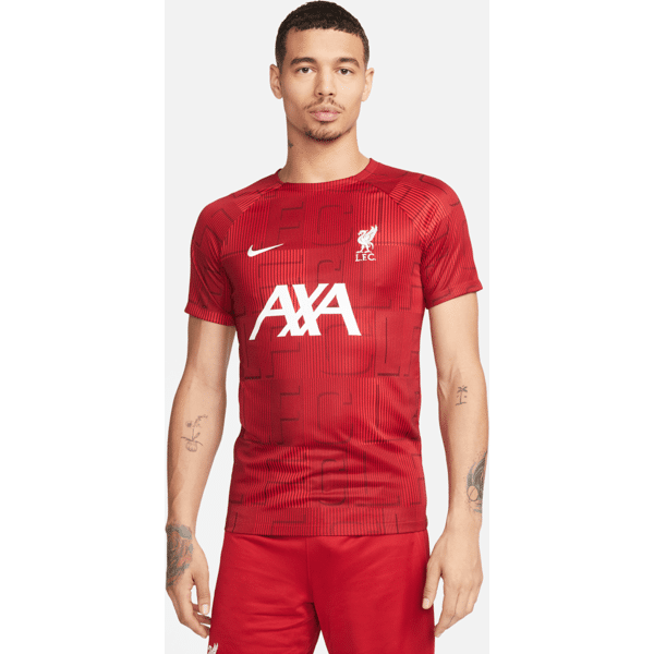 nike maglia da calcio pre-partita  dri-fit liverpool fc academy pro – uomo - rosso