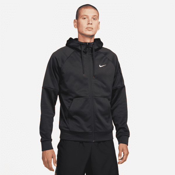 nike maglia fitness con zip a tutta lunghezza therma-fit  therma – uomo - nero