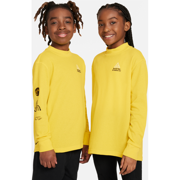 nike maglia a manica lunga waffle con fit ampio  acg – ragazzo/a - giallo