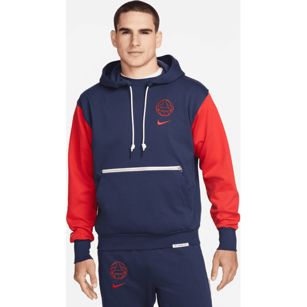 nike felpa pullover da calcio con cappuccio  paris saint-germain standard issue – uomo - blu