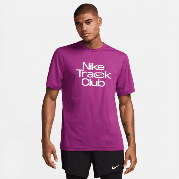 nike maglia da running dri-fit a manica corta  track club – uomo - viola