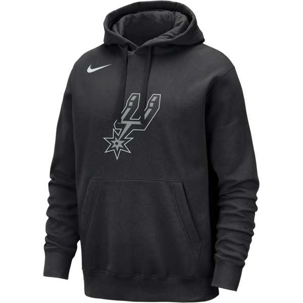 nike felpa pullover con cappuccio san antonio spurs club  nba – uomo - nero