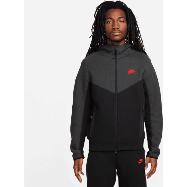 nike felpa con cappuccio e zip a tutta lunghezza  sportswear tech fleece windrunner - uomo - nero