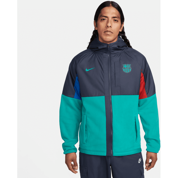 nike giacca da calcio per l'inverno  fc barcelona awf da uomo – terza - blu