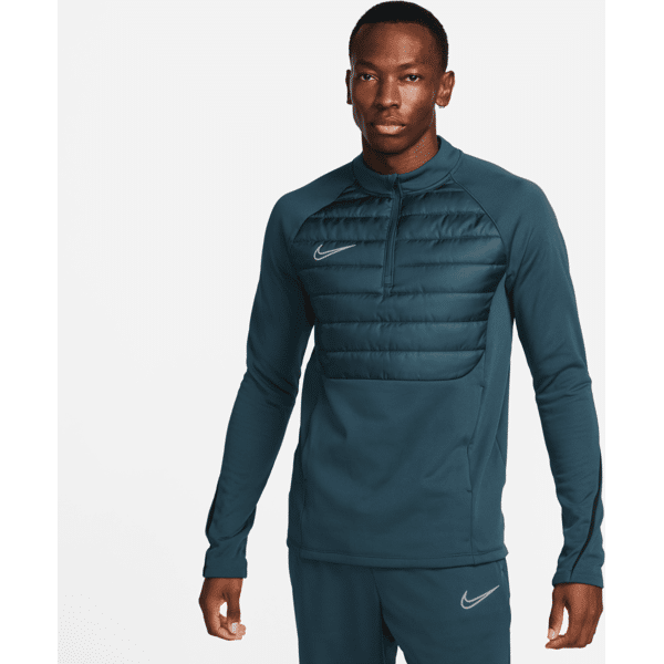 nike maglia da calcio con zip a metà lunghezza therma-fit  academy winter warrior – uomo - verde