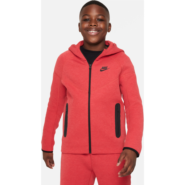 nike felpa con cappuccio e zip a tutta lunghezza  sportswear tech fleece (taglia grande) - ragazzo - rosso