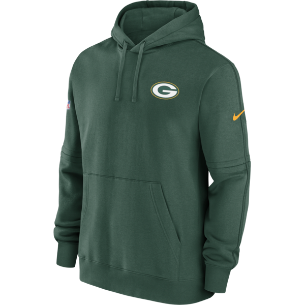 nike felpa pullover con cappuccio green bay packers sideline club  nfl – uomo - verde