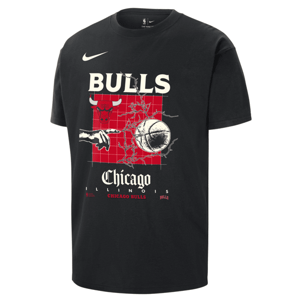 nike t-shirt max90 chicago bulls courtside  nba – uomo - nero