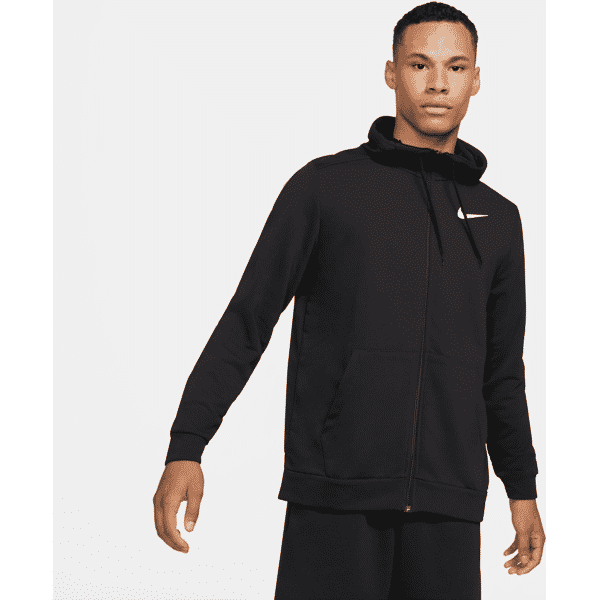 nike felpa fitness dri-fit con cappuccio e zip a tutta lunghezza  dry – uomo - nero