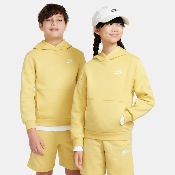 nike felpa pullover con cappuccio  sportswear club fleece - ragazzi - giallo