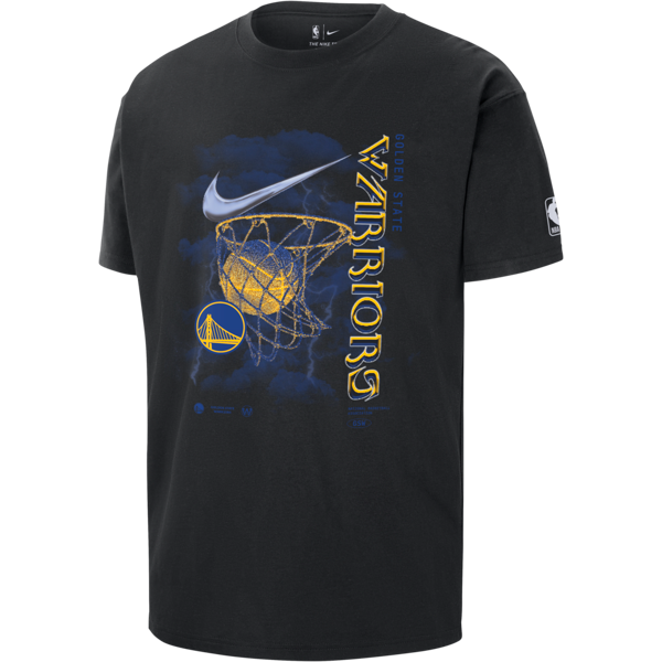 nike t-shirt golden state warriors courtside max90  nba – uomo - nero