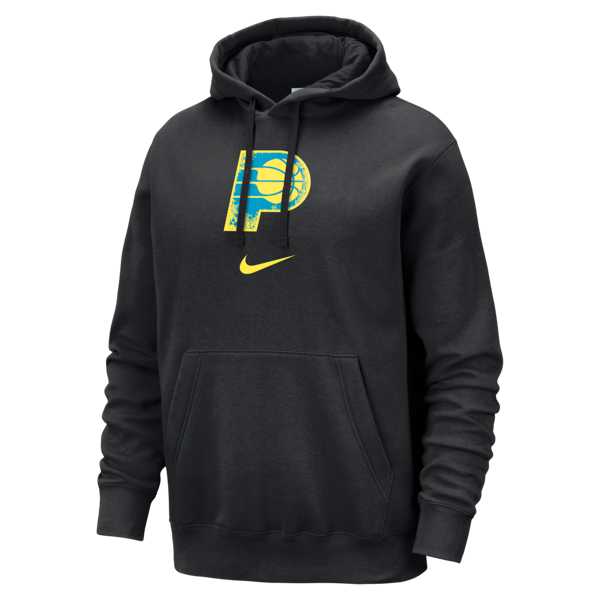 nike felpa pullover con cappuccio indiana pacers club fleece city edition  nba – uomo - nero