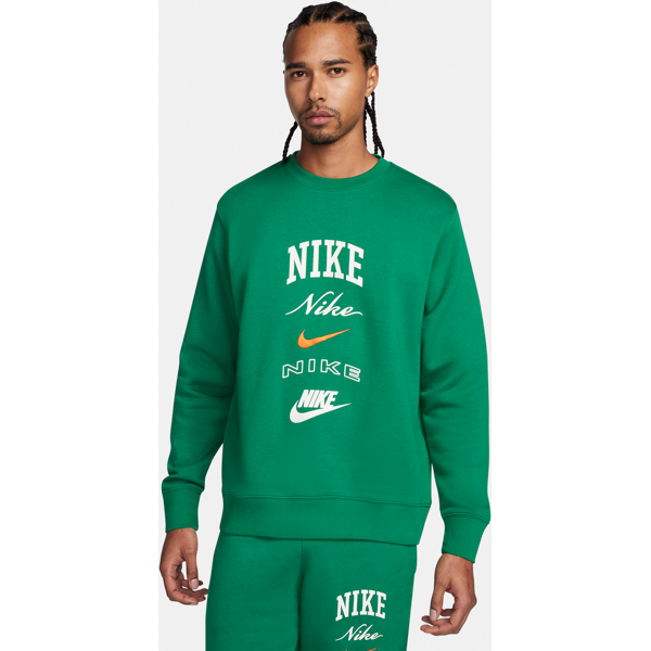 nike felpa a girocollo a manica lunga  club fleece – uomo - verde