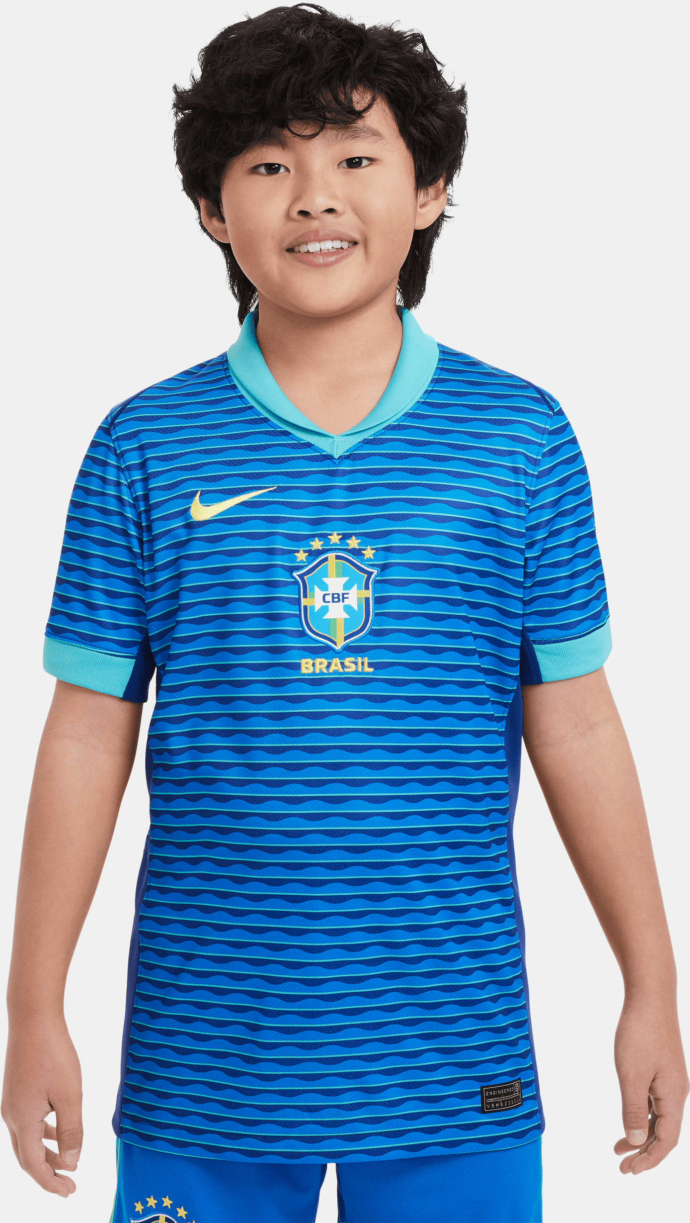 nike maglia da calcio replica  dri-fit brasile 2024 stadium per ragazzo/a – away - blu