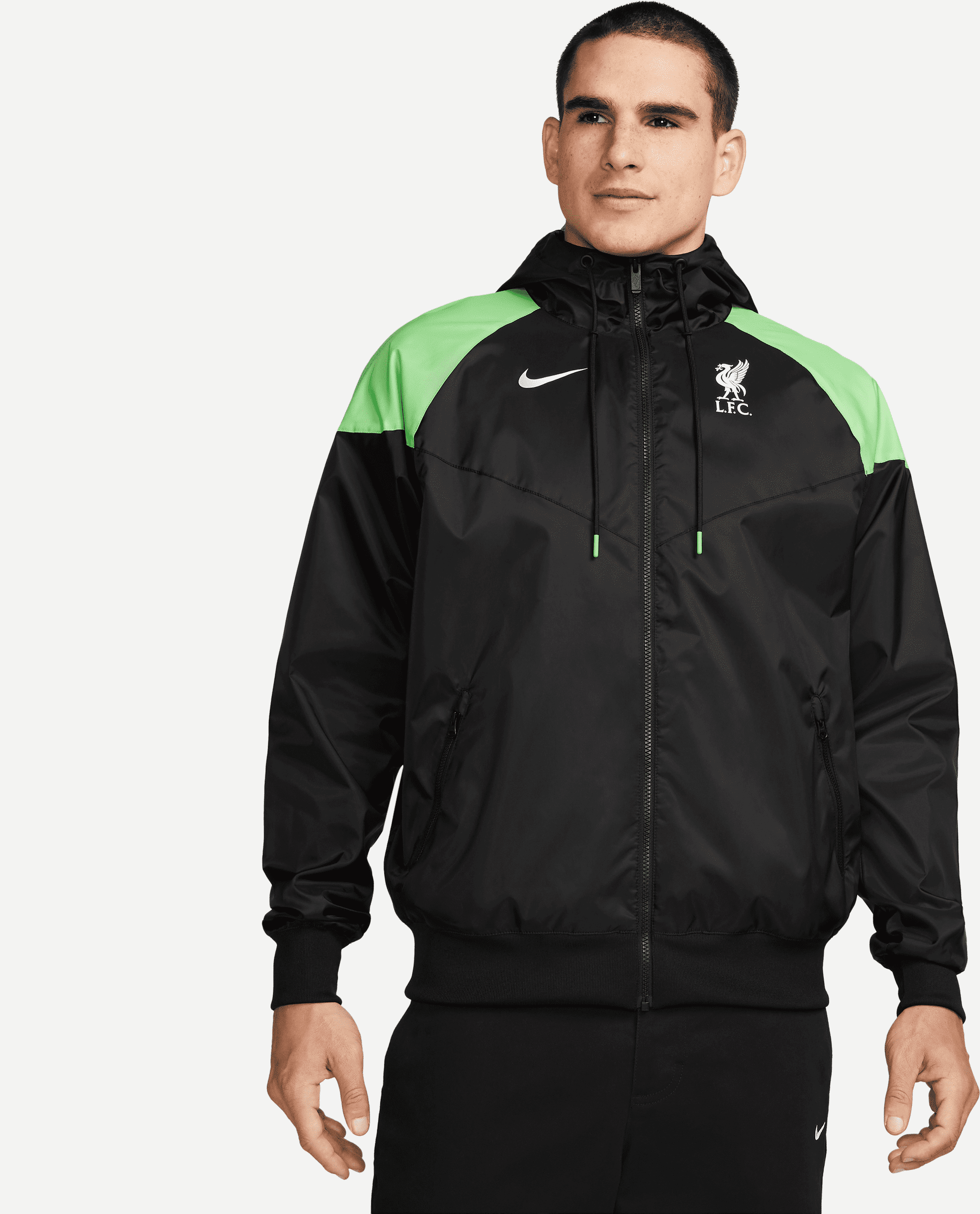 nike giacca da calcio con cappuccio  liverpool fc sport essentials windrunner – uomo - nero