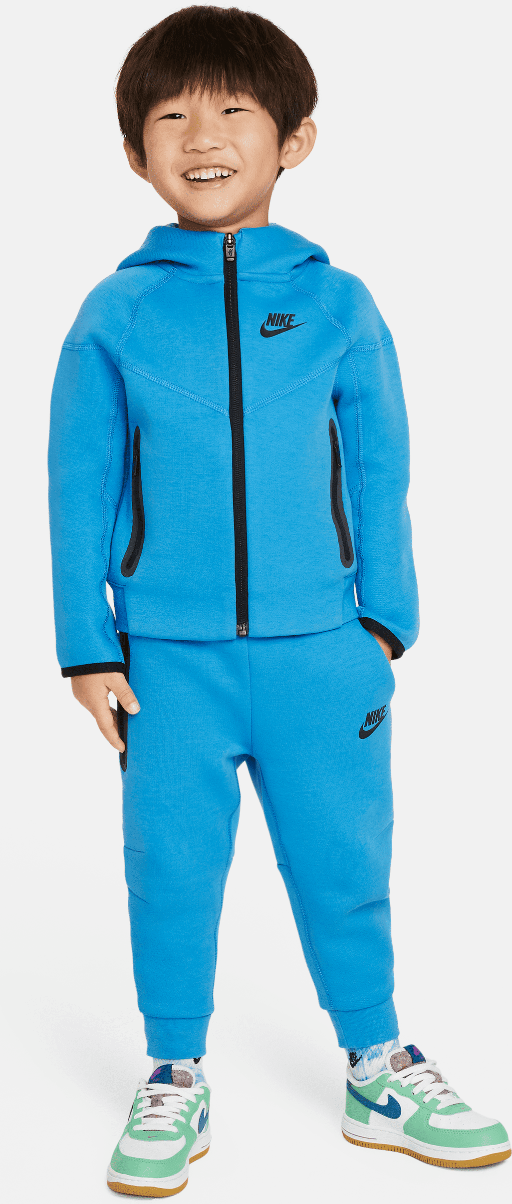 nike completo in 2 pezzi con felpa con cappuccio  sportswear tech fleece full-zip set – bimbi piccoli - blu