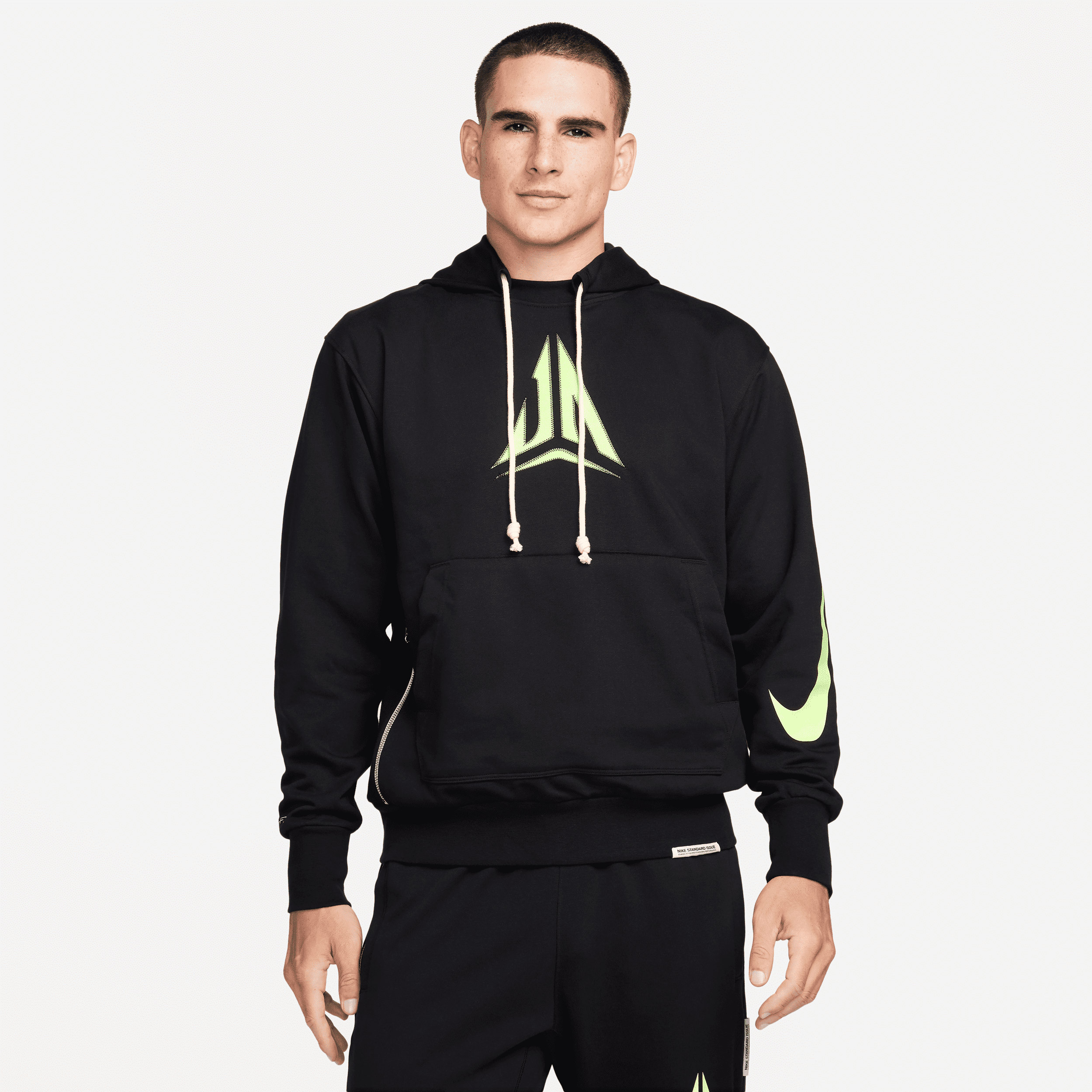 nike felpa pullover da basket con cappuccio dri-fit ja standard issue – uomo - nero