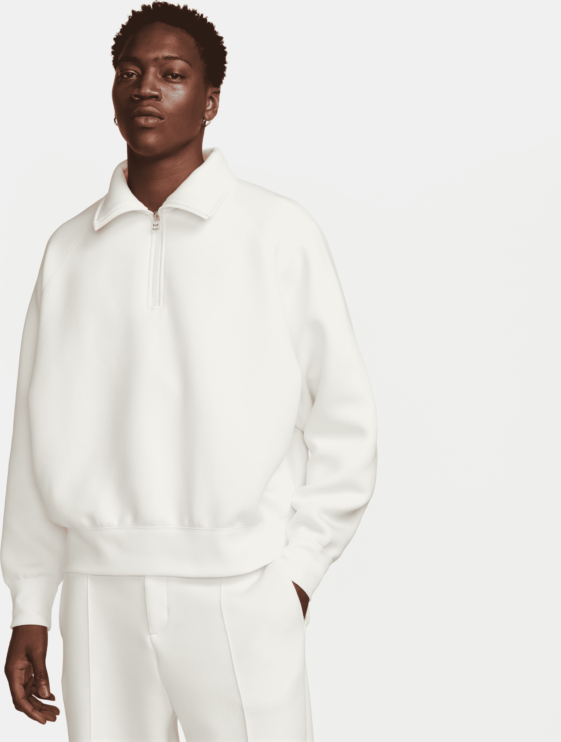 nike maglia con zip a metà lunghezza  tech fleece reimagined – uomo - bianco