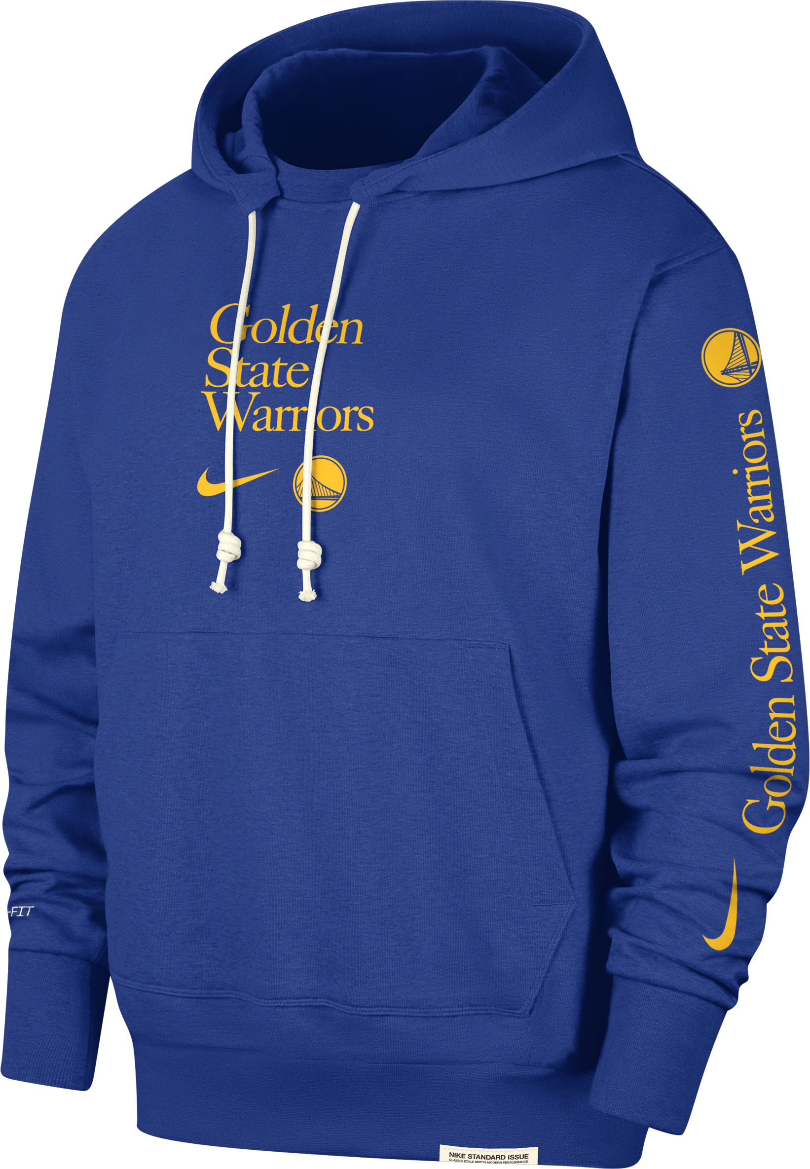 nike felpa con cappuccio  dri-fit nba golden state warriors standard issue courtside – uomo - blu