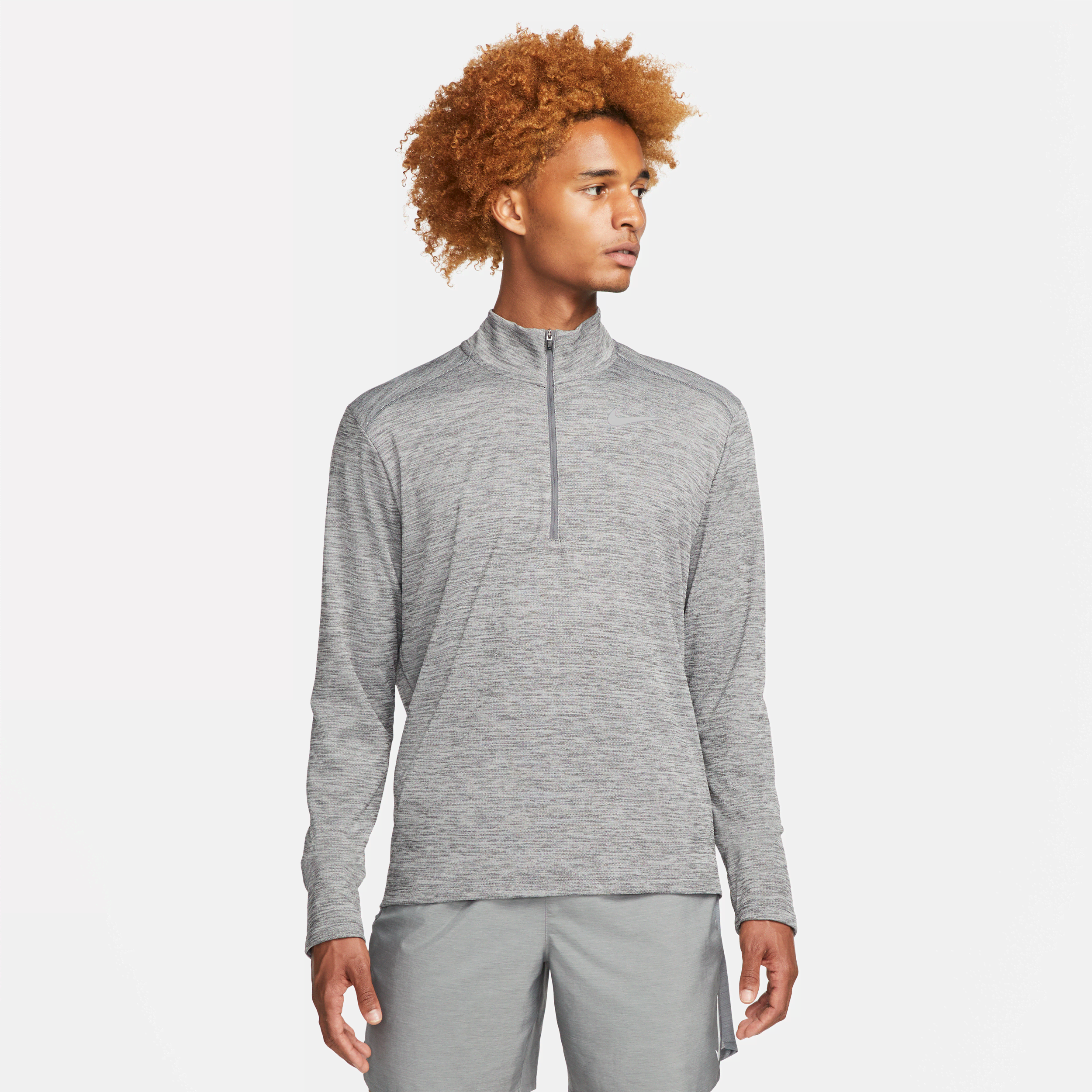 nike maglia da running con zip a metà lunghezza  pacer - uomo - grigio