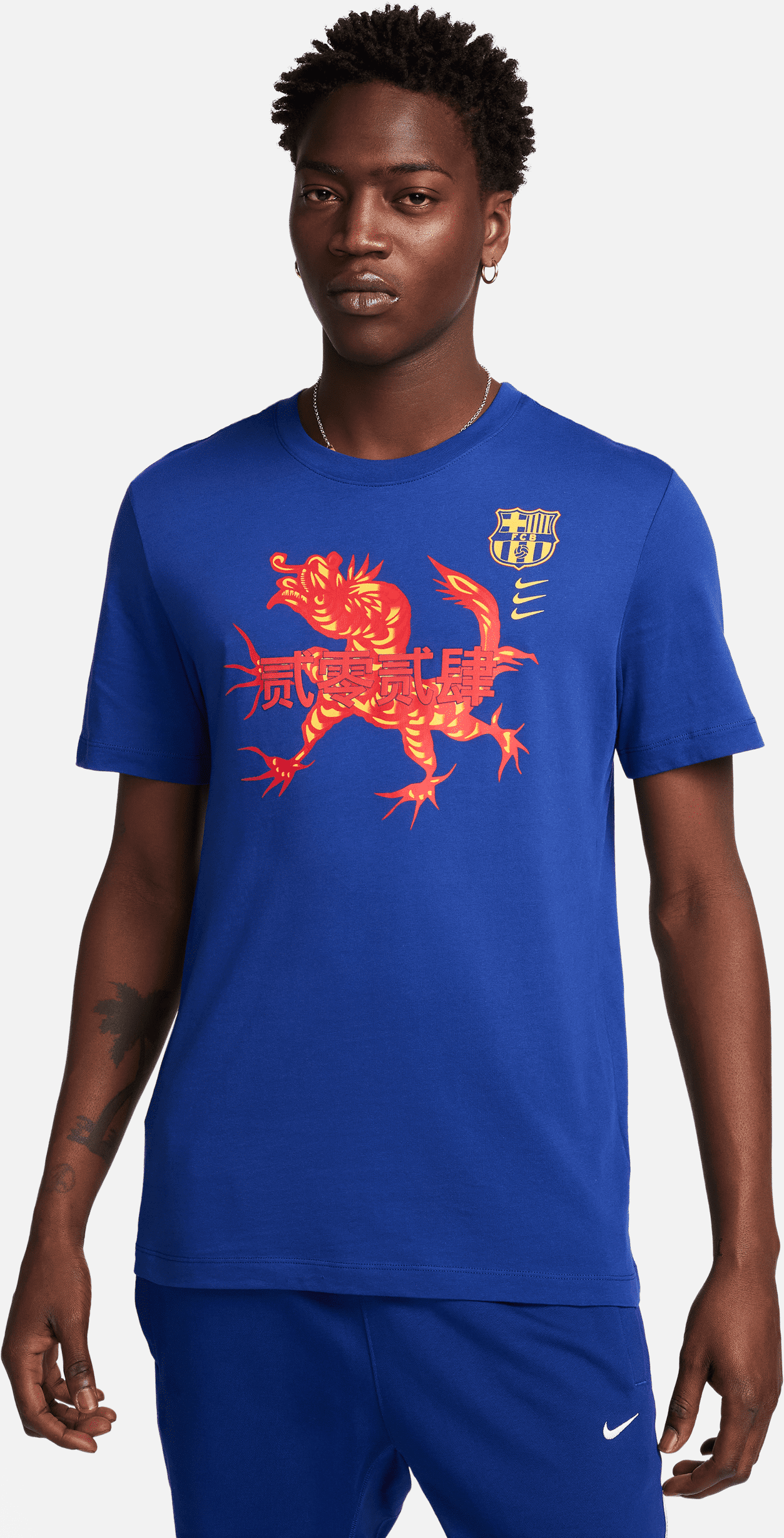 nike t-shirt da calcio  fc barcelona – uomo - blu