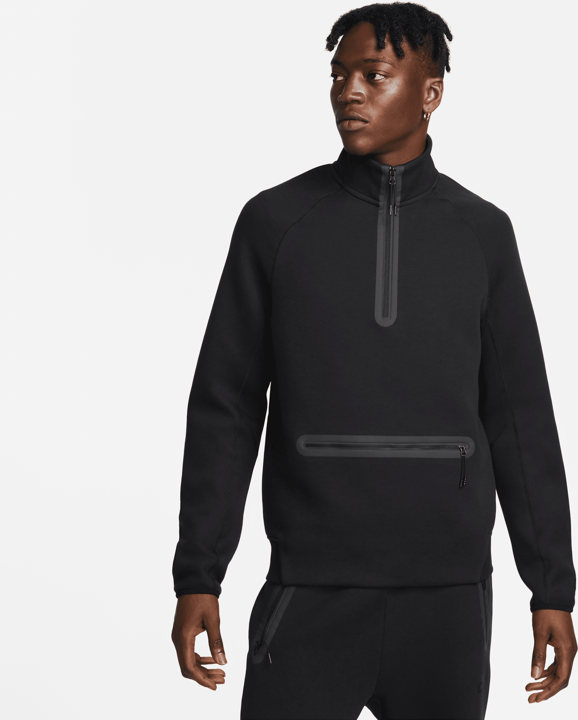 nike felpa con zip a metà lunghezza  sportswear tech fleece – uomo - nero