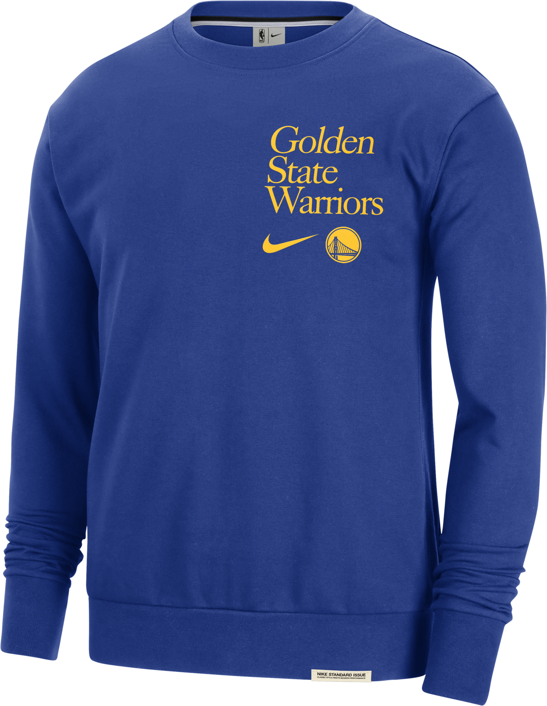 nike felpa a girocollo golden state warriors standard issue  dri-fit nba – uomo - blu