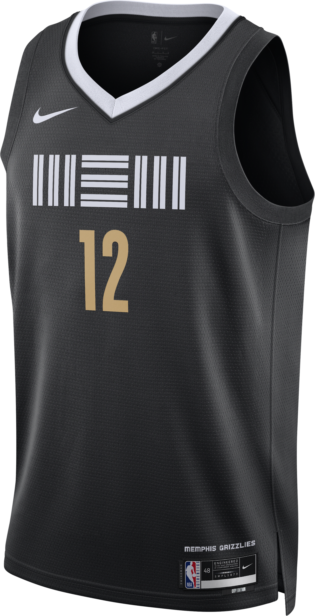 nike maglia ja morant memphis grizzlies city edition 2023/24 swingman  dri-fit nba – uomo - nero