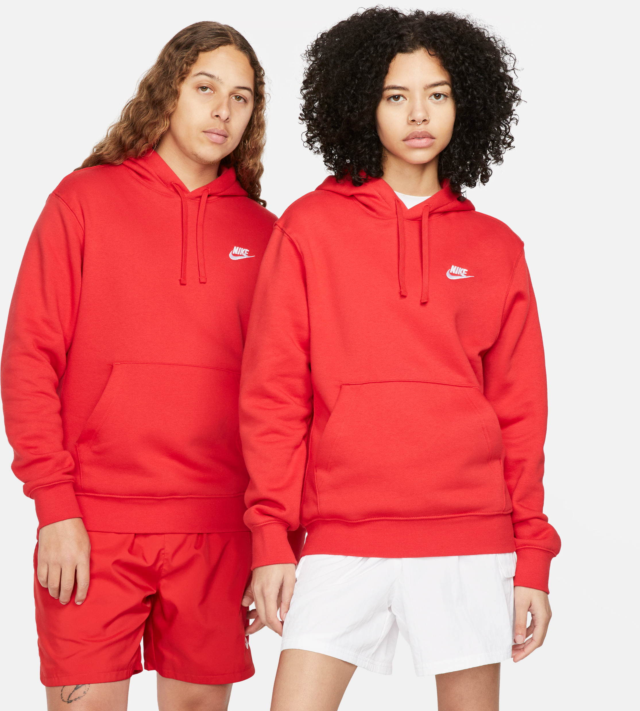 nike felpa pullover con cappuccio  sportswear club fleece - rosso