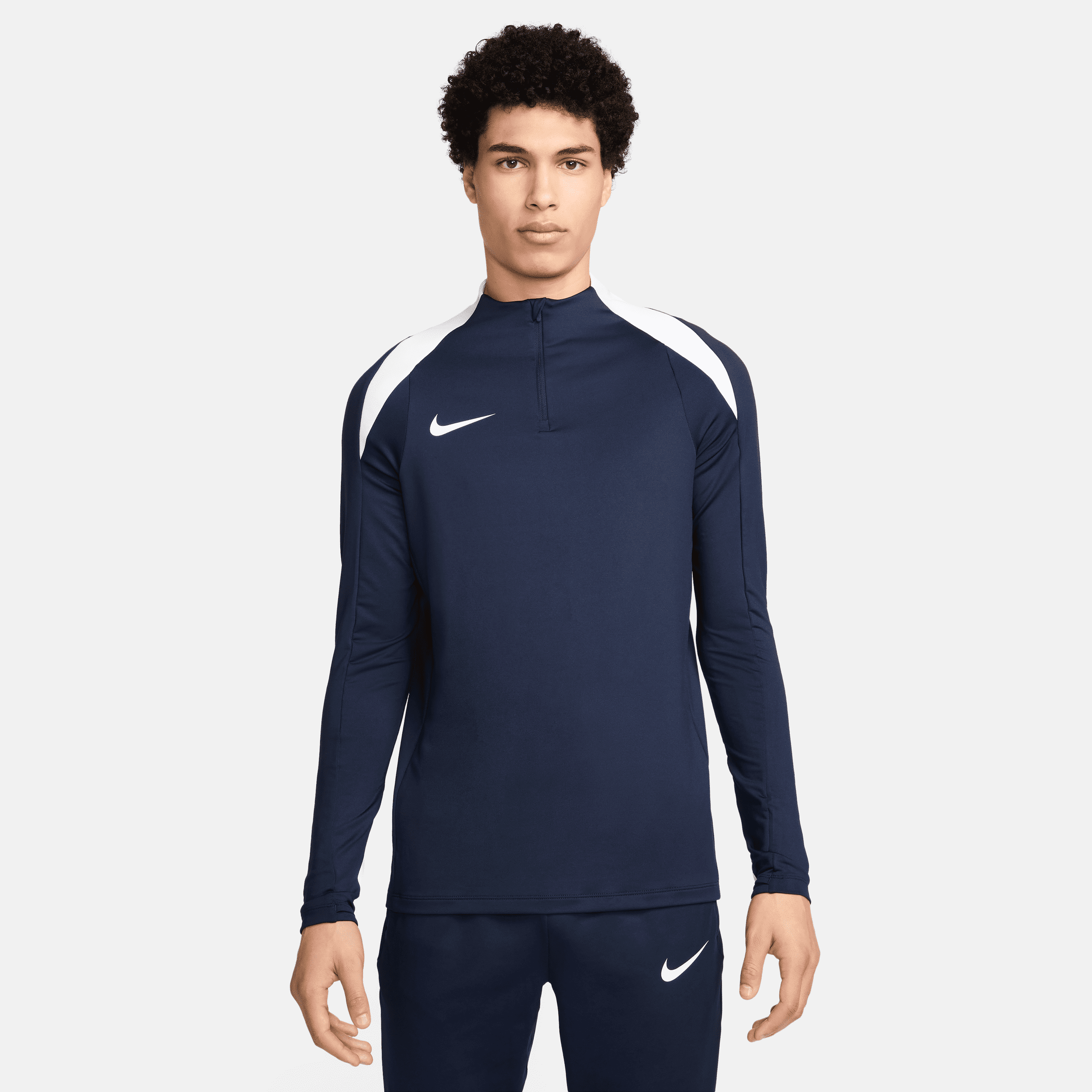 nike maglia da calcio per allenamento con zip a metà lunghezza dri-fit  strike – uomo - blu