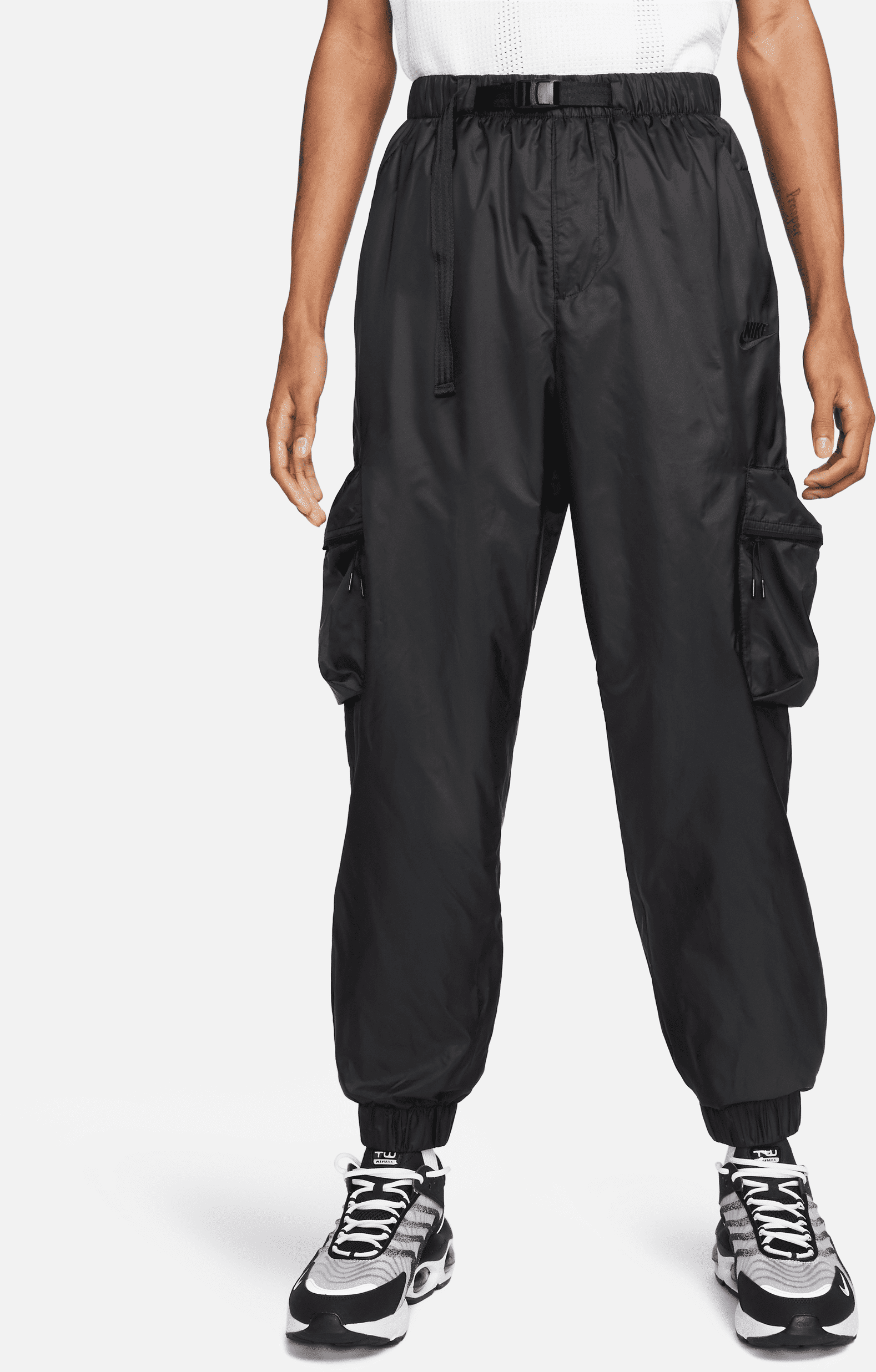 nike pantaloni in tessuto con fodera  tech – uomo - nero