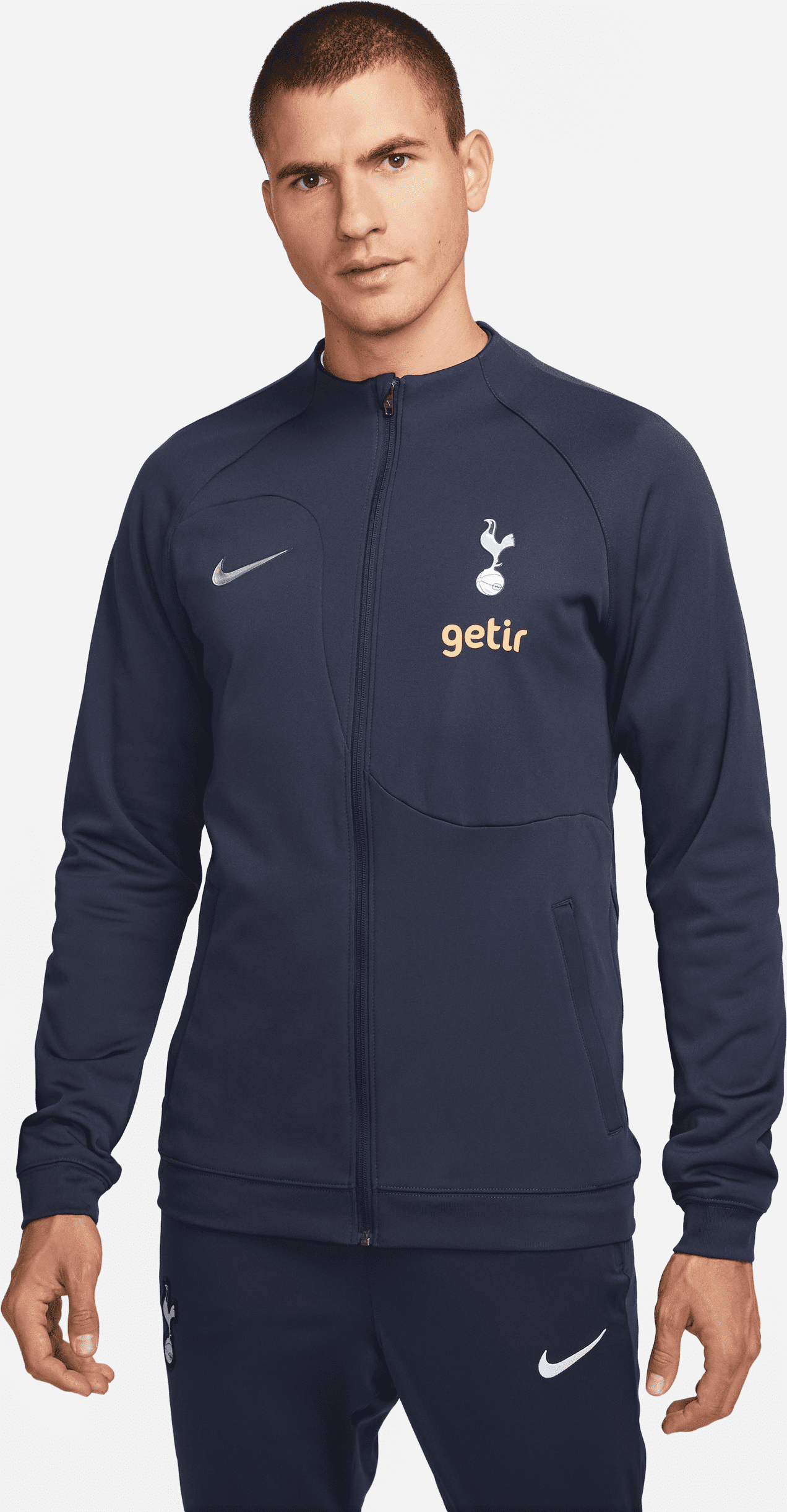 nike giacca da calcio in maglia con zip a tutta lunghezza  tottenham hotspur academy pro – uomo - blu