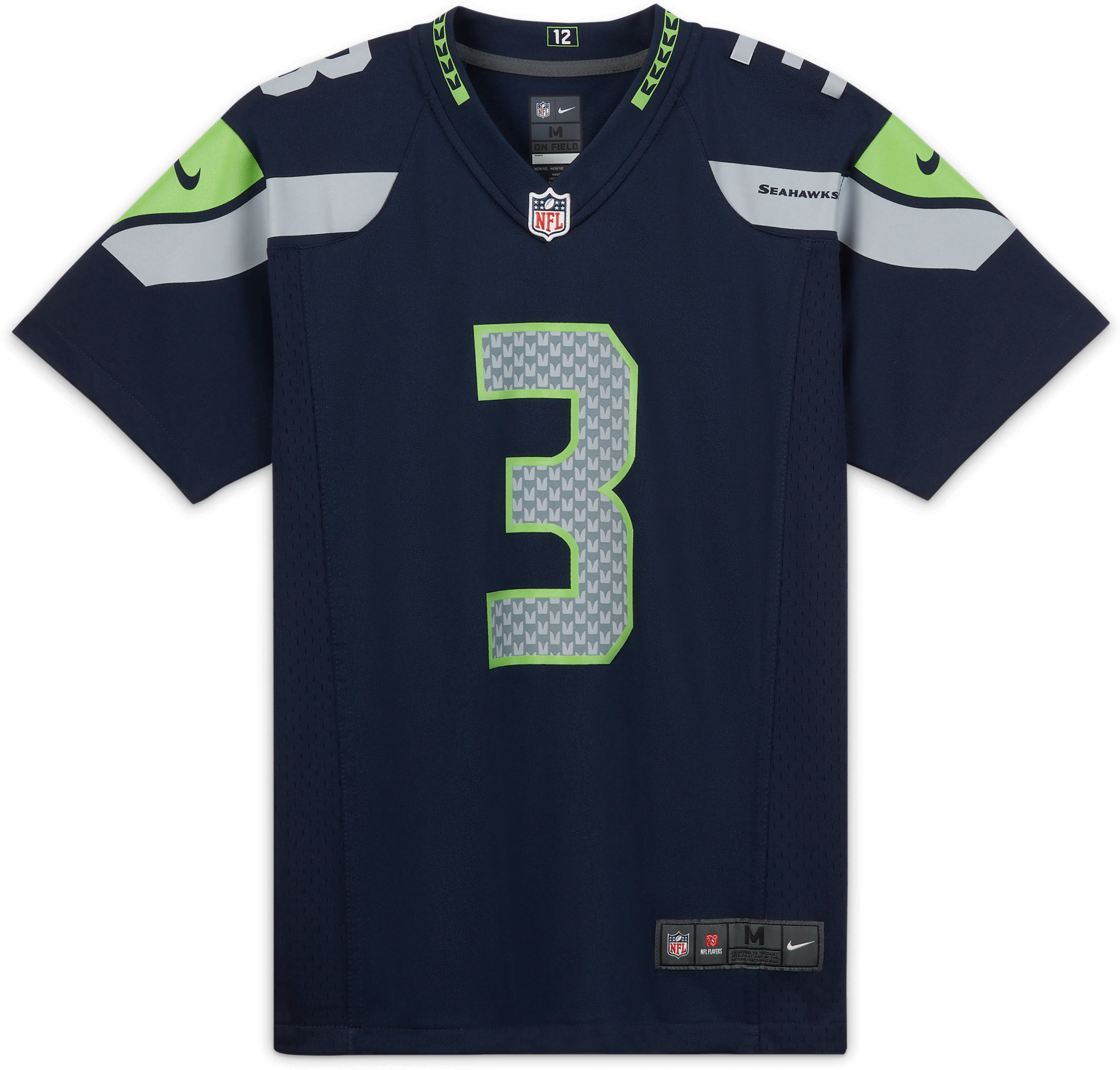 nike maglia da football americano seattle seahawks (russell wilson) game nfl - ragazzi - blu