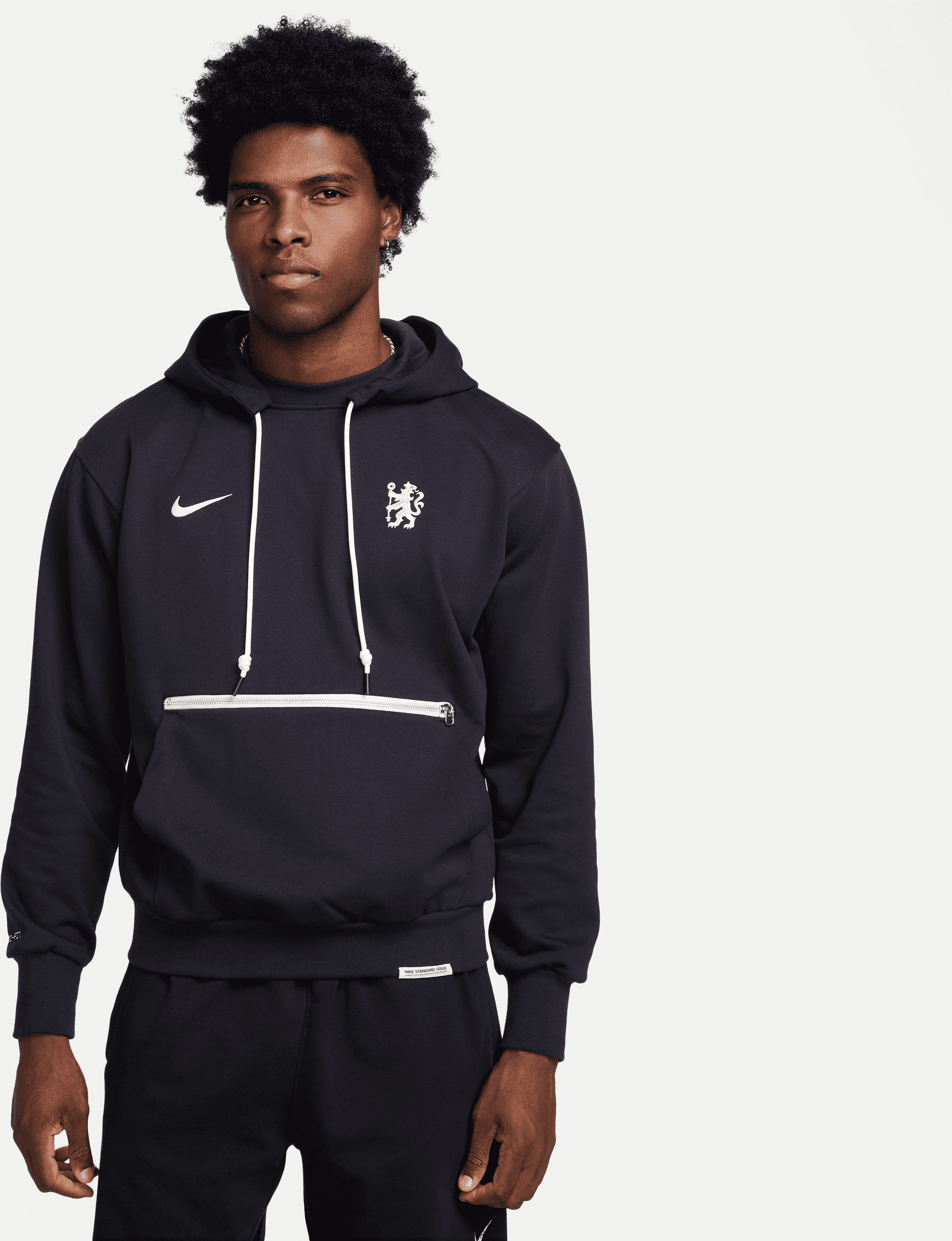 nike felpa pullover da calcio con cappuccio chelsea fc standard issue  dri-fit – uomo - blu