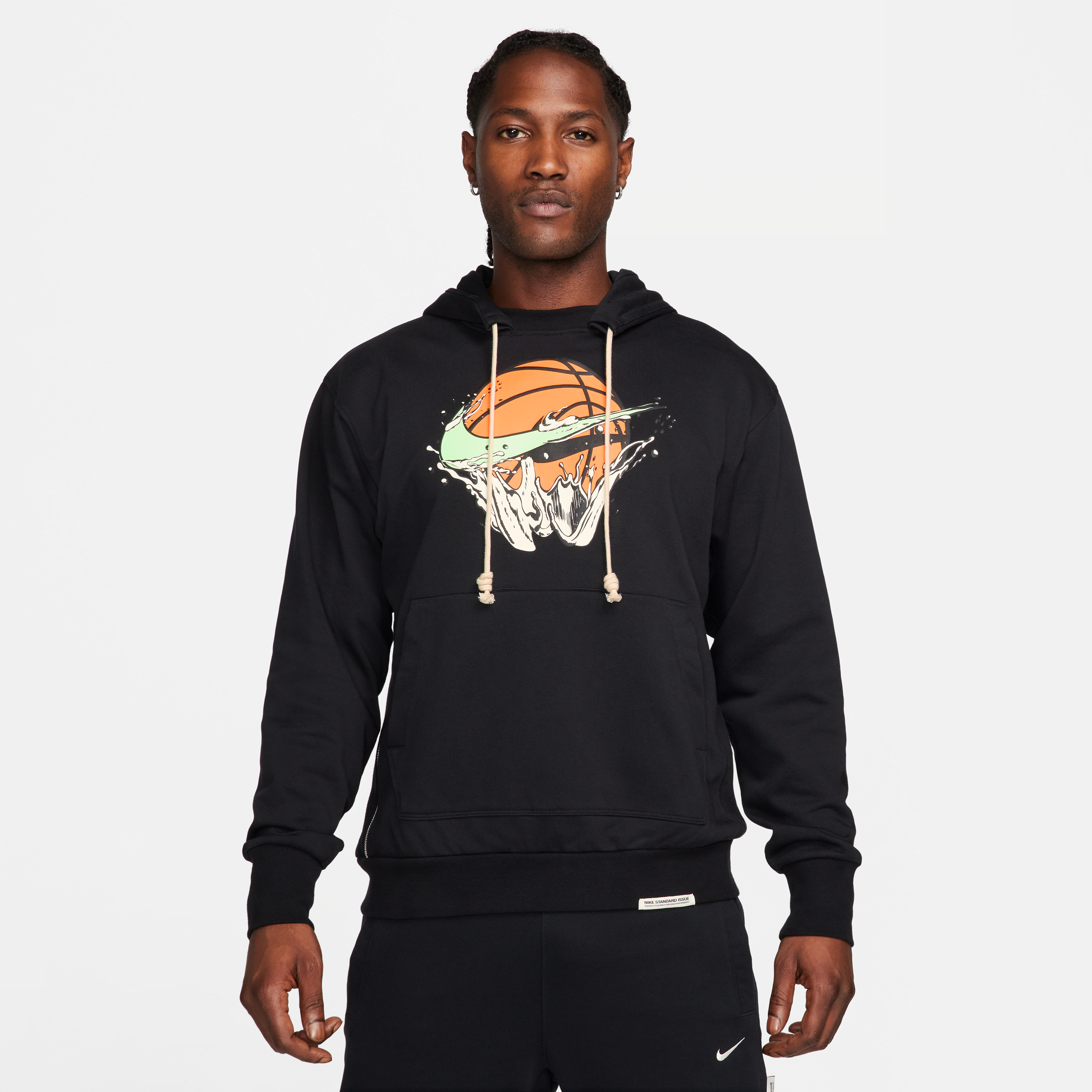 nike felpa da basket pullover con cappuccio  dri-fit standard issue - uomo - nero