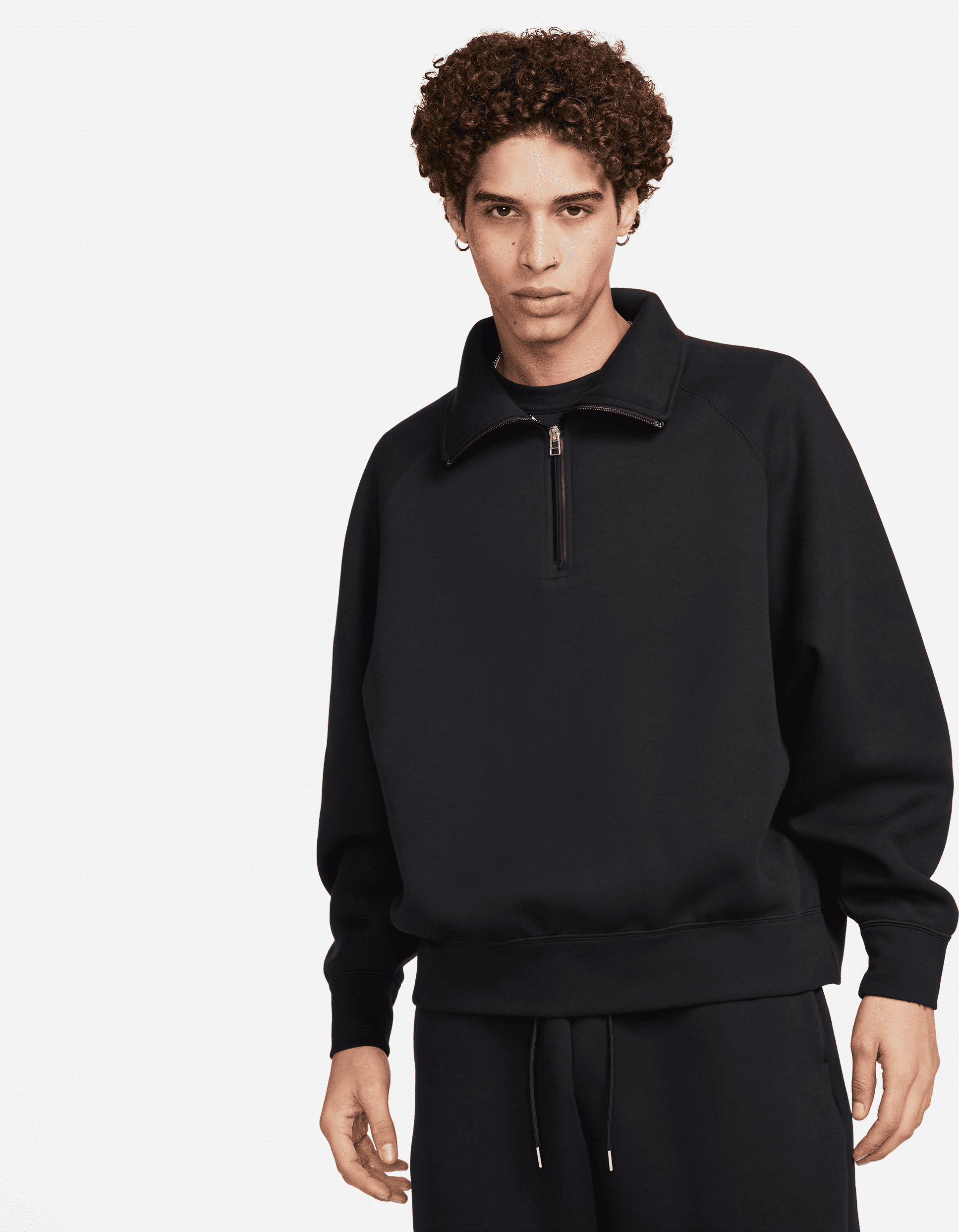 nike maglia con zip a metà lunghezza  tech fleece reimagined – uomo - nero