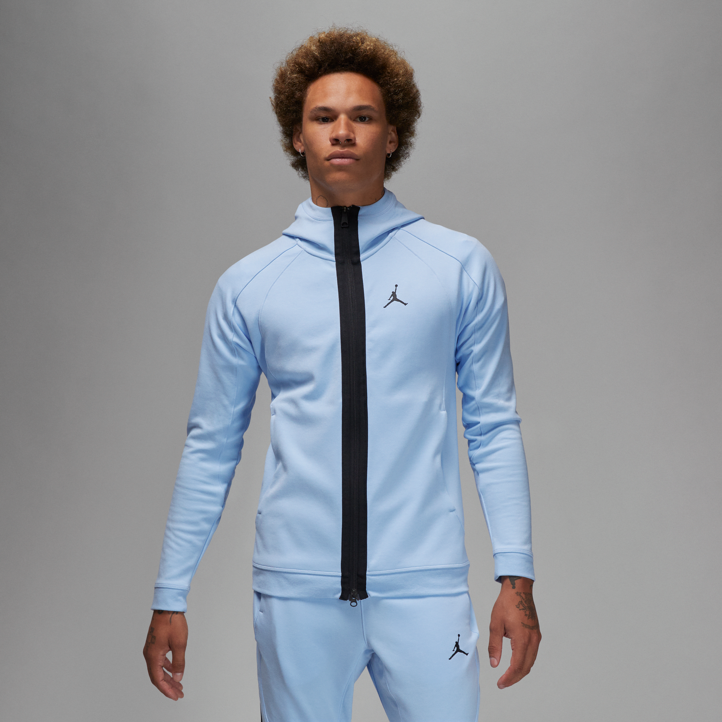 jordan felpa air in fleece con cappuccio e zip a tutta lunghezza  dri-fit sport – uomo - blu