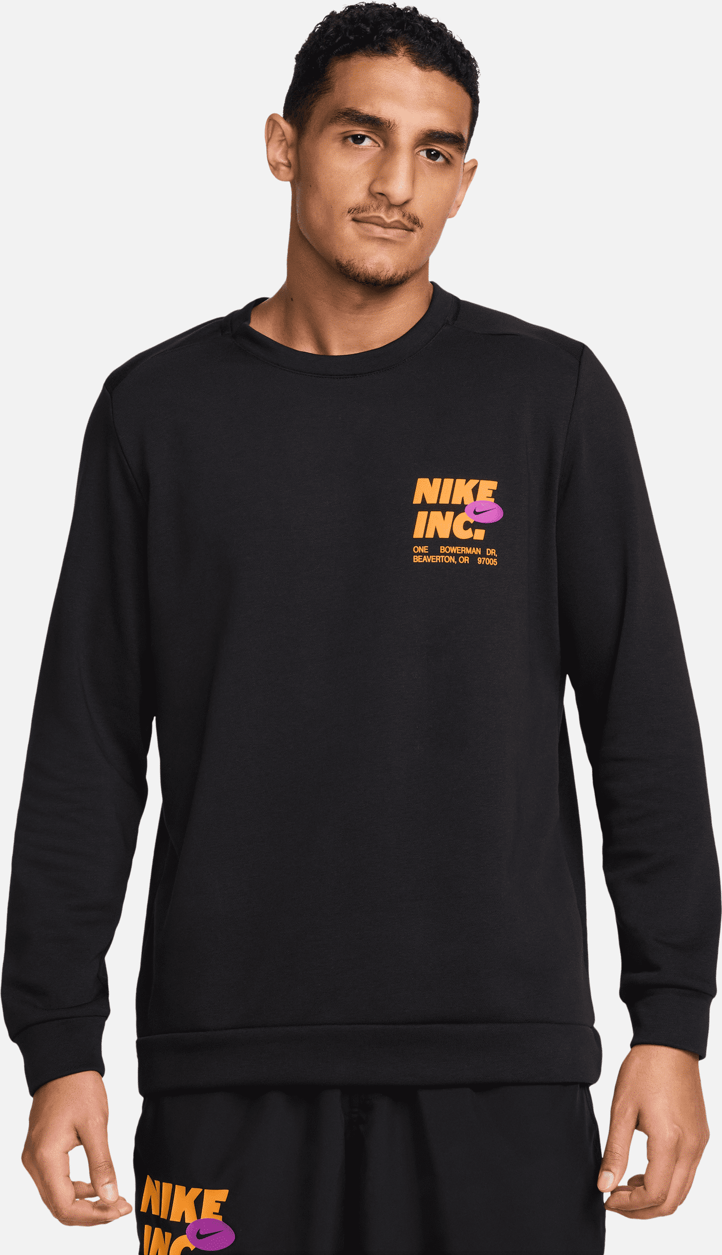 nike maglia a girocollo da fitness a manica lunga in fleece  dri-fit – uomo - nero