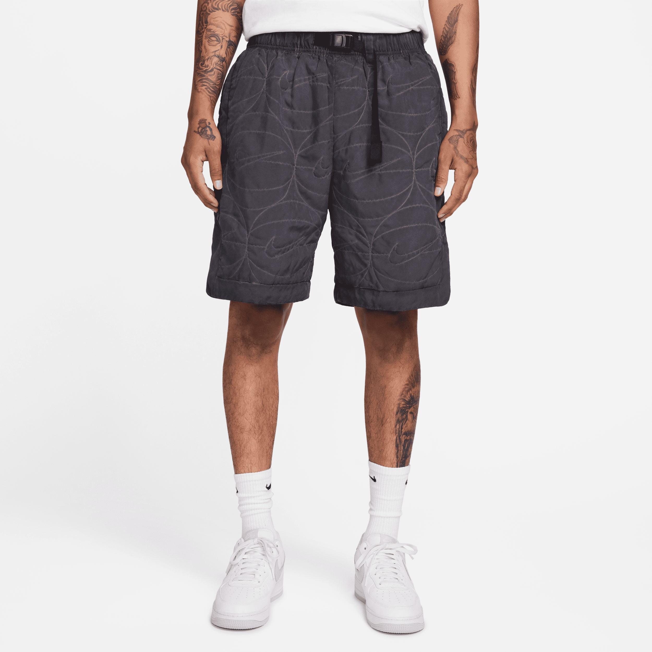 nike shorts da basket in tessuto con imbottitura sintetica 20 cm  – uomo - nero