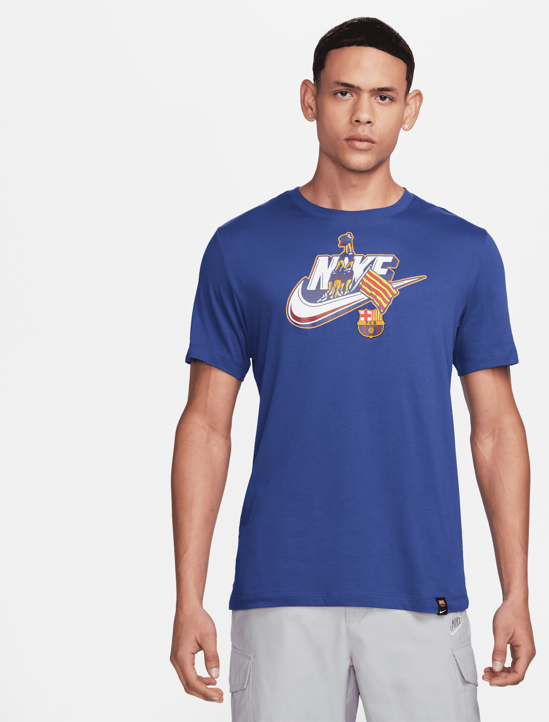 nike t-shirt  fc barcelona – uomo - blu