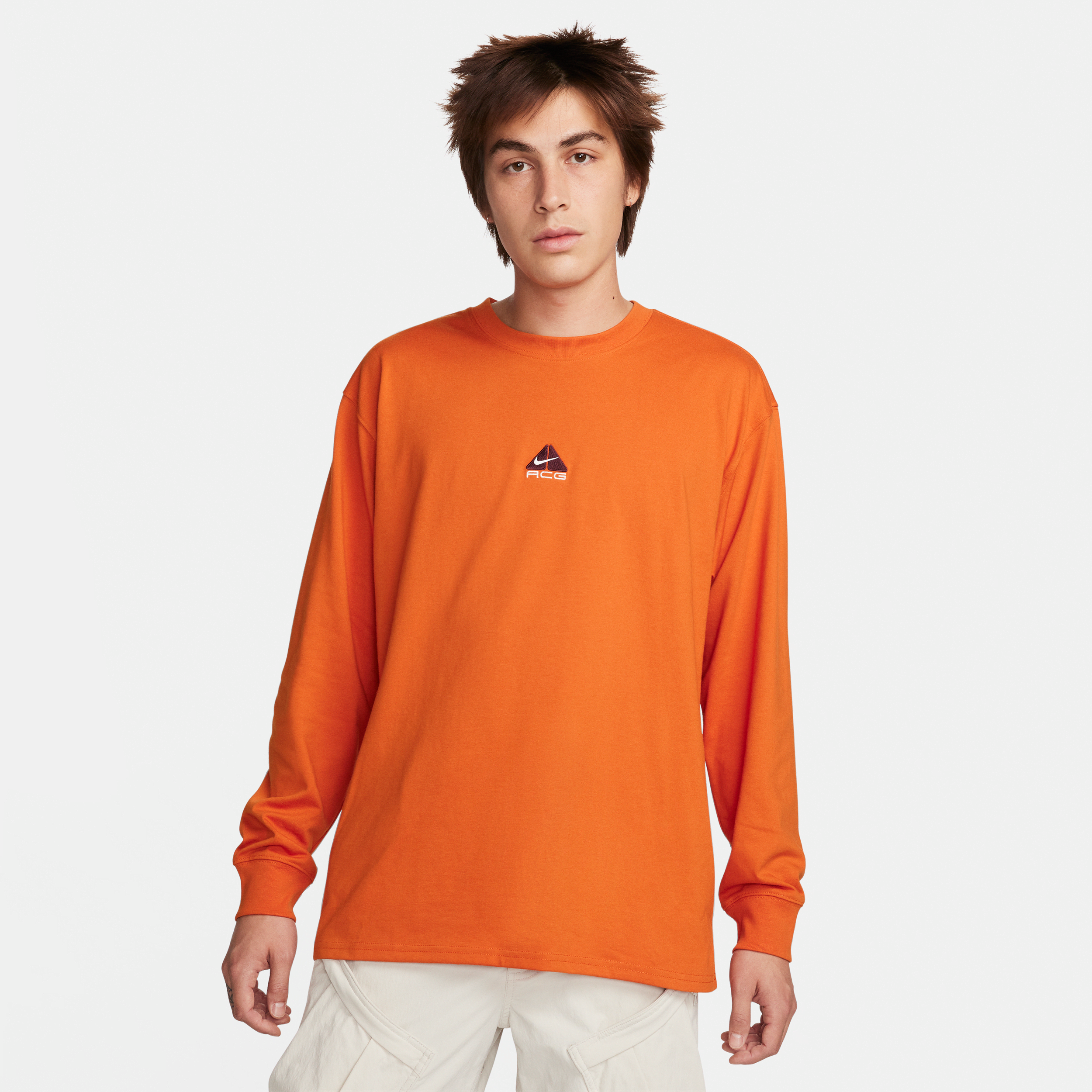 nike t-shirt a manica lunga  acg lungs – uomo - arancione