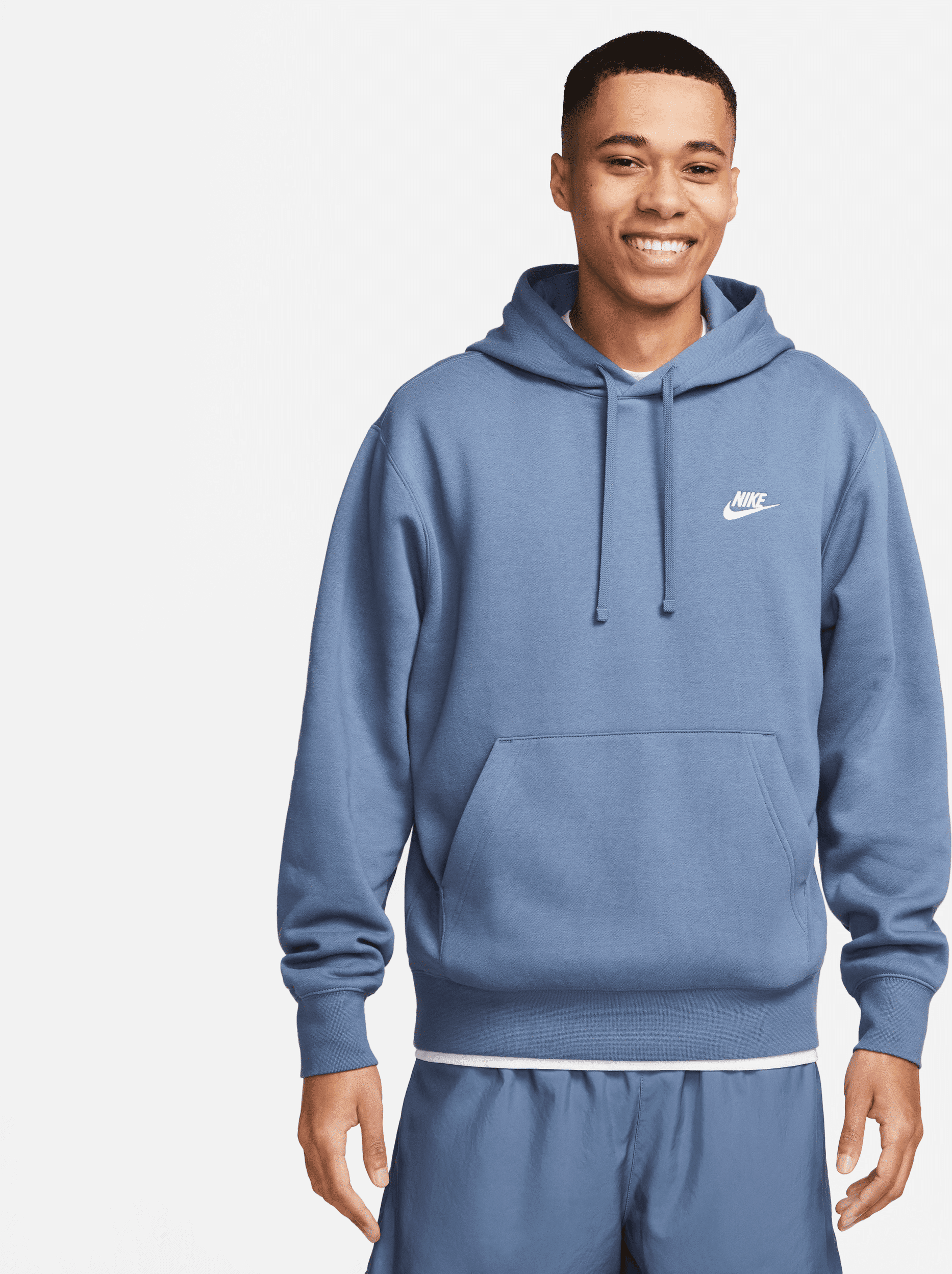 nike felpa pullover con cappuccio  sportswear club fleece - blu