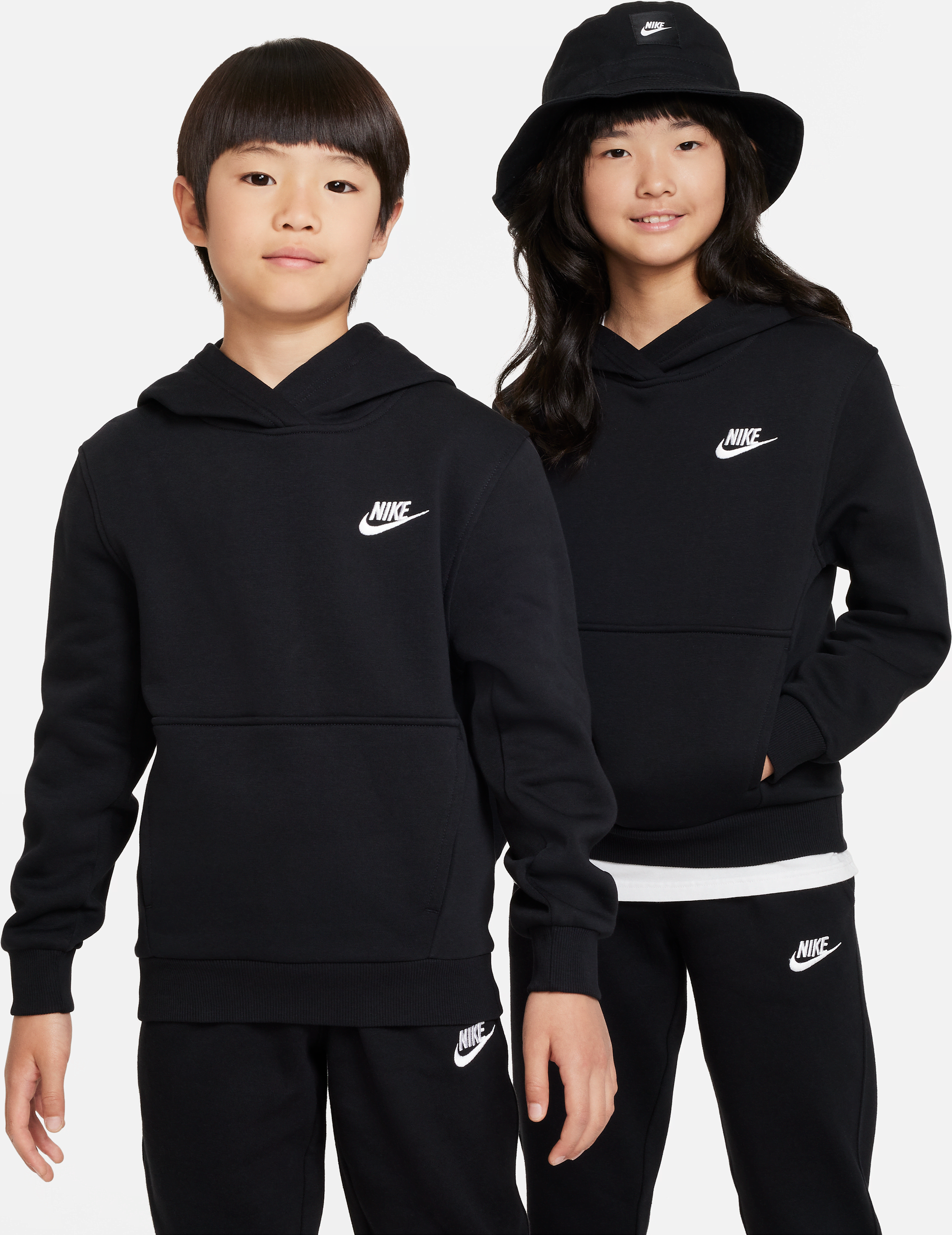 nike felpa pullover con cappuccio  sportswear club fleece - ragazzi - nero