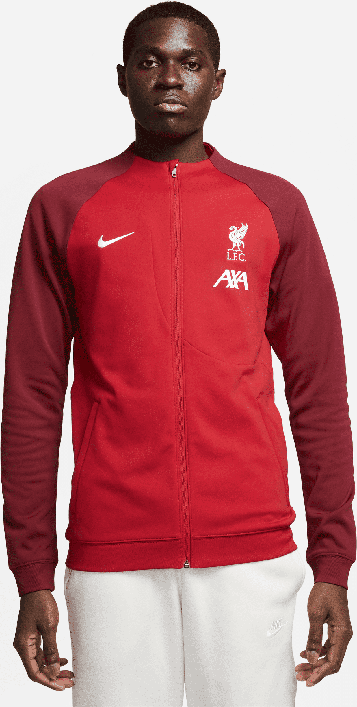 nike giacca da calcio in maglia con zip a tutta lunghezza  liverpool fc academy pro – uomo - rosso