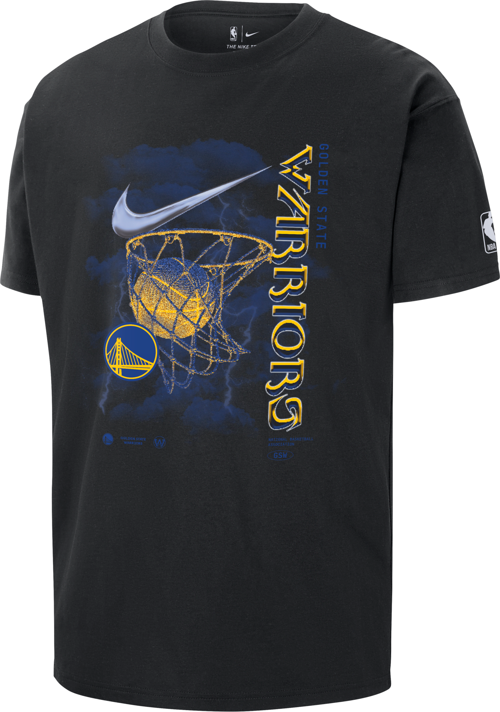 nike t-shirt golden state warriors courtside max90  nba – uomo - nero