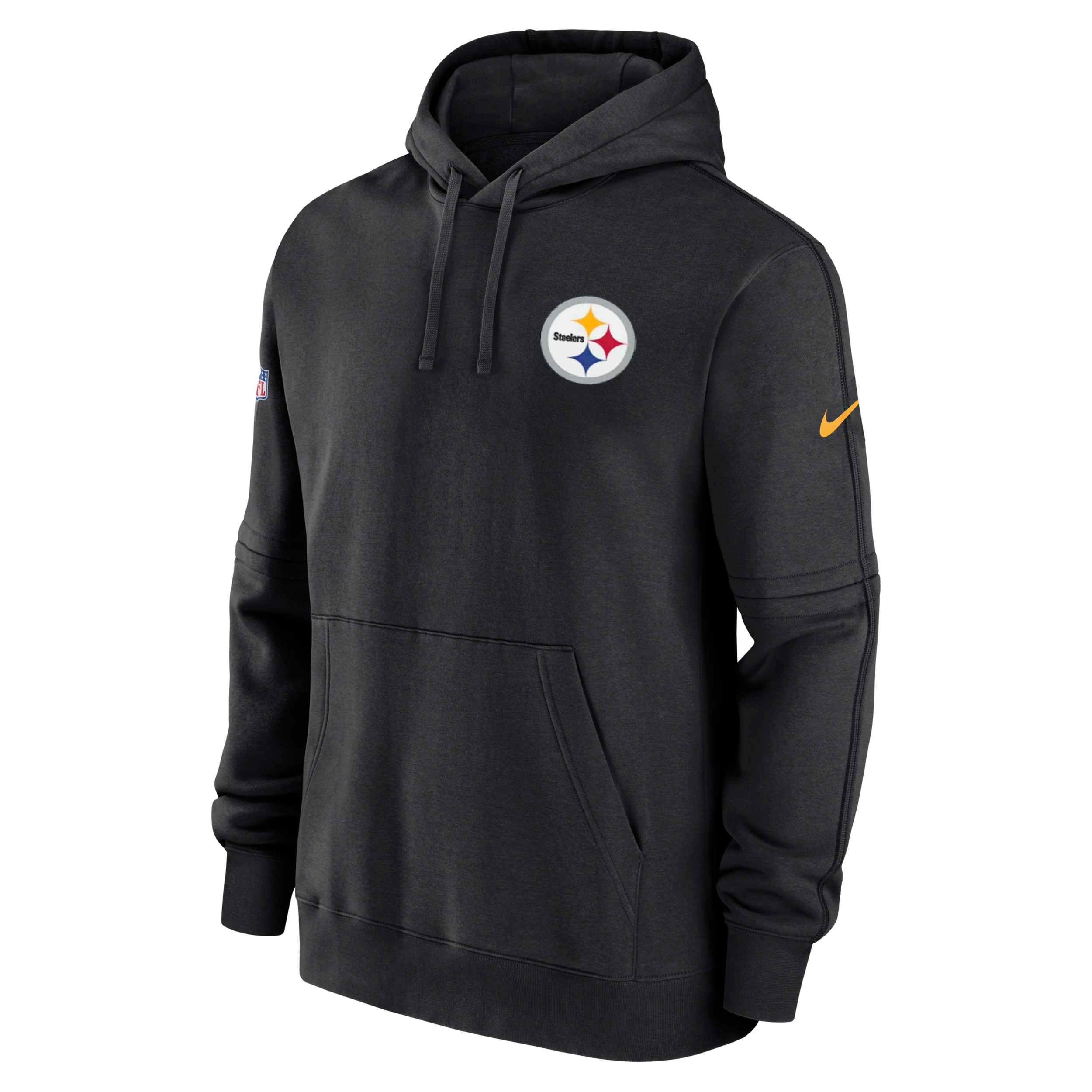 nike felpa pullover con cappuccio pittsburgh steelers sideline club  nfl – uomo - nero