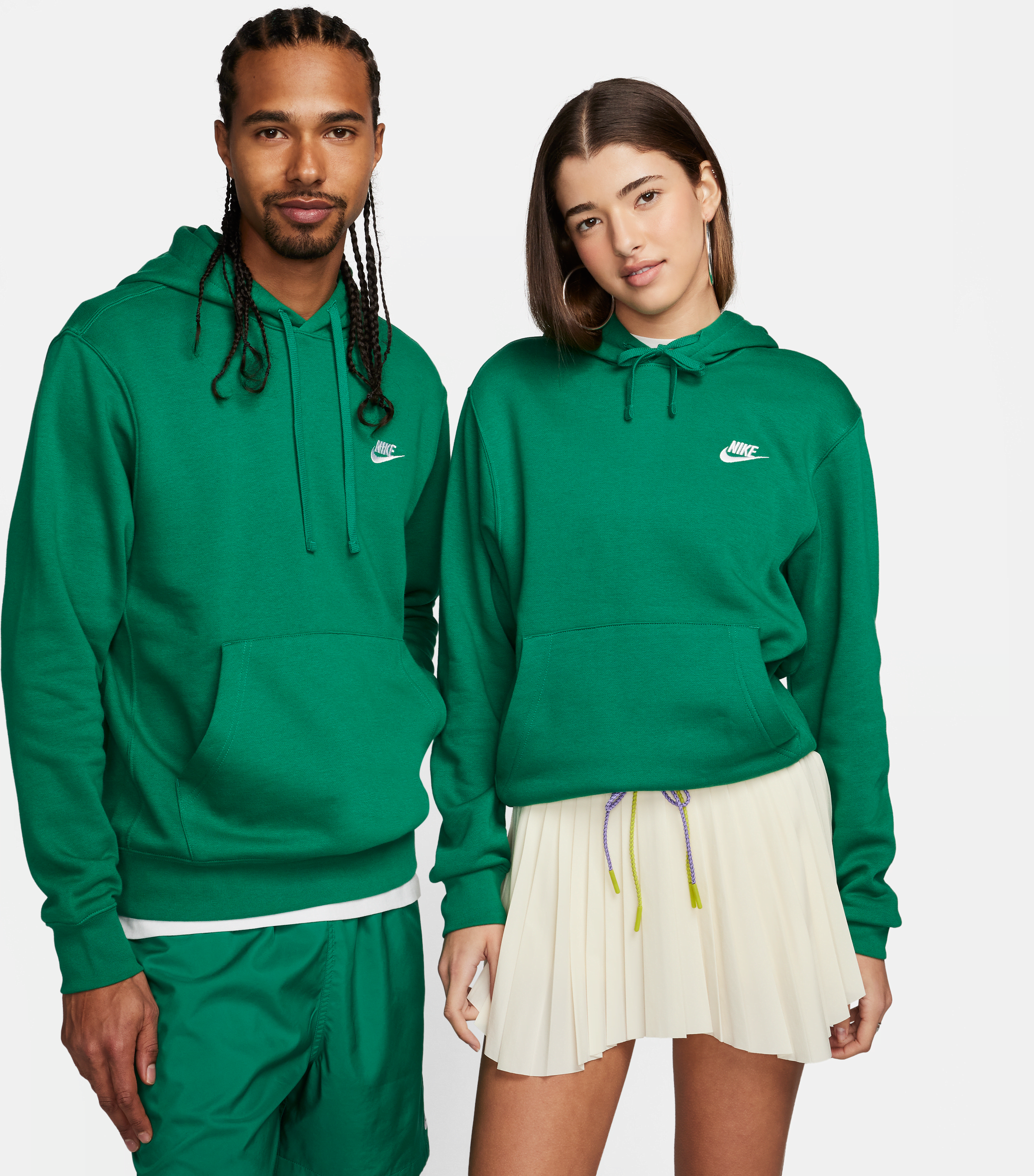 nike felpa pullover con cappuccio  sportswear club fleece - verde